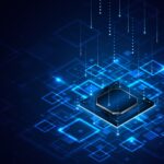 Microchip,Processor,Circuit,Board,Technology,On,Dark,Blue,Background.,Information