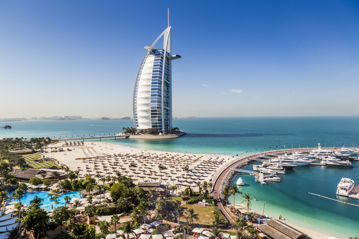 Daytime shot of Burj Al Arab hotel