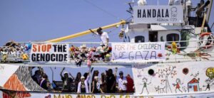 Departure of Handala vessel in Gallipoli, Italy