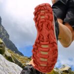 Hiking,,Running,Tourist,In,Mountains,-,Red,Sole,On,Shoes,