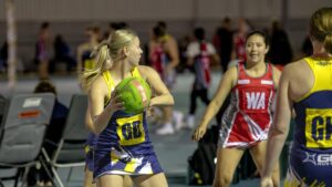 Nicky-Mari Marx with the ball for Falcons