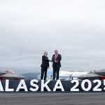 President Donald Trump and President Vladimir Putin of Russia shake hands as the met at Joint Base Elmendorf-Richardson in Anchorage, Alaska, on Friday, Aug. 15, 2025. (Doug Mills/The New York Times)