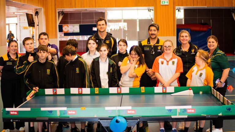WA Cricket's Matt Kelly and students from Nagle Catholic College