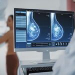 Computer Screen in Hospital Radiology Room: Beautiful Multiethni