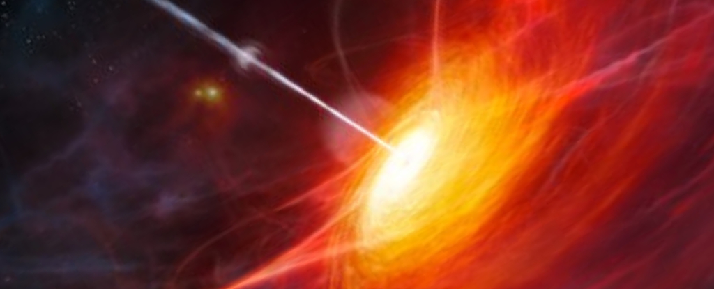 brightest-quasar-s-mass-reduced-by-90-due-to-blazing-outflow