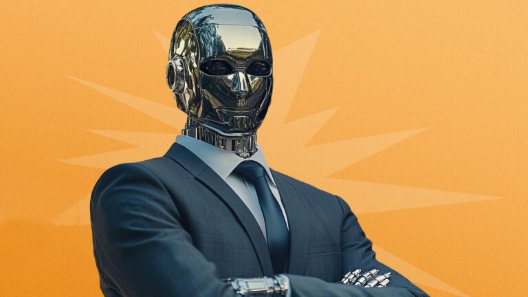 robotic corporate executive in business suit