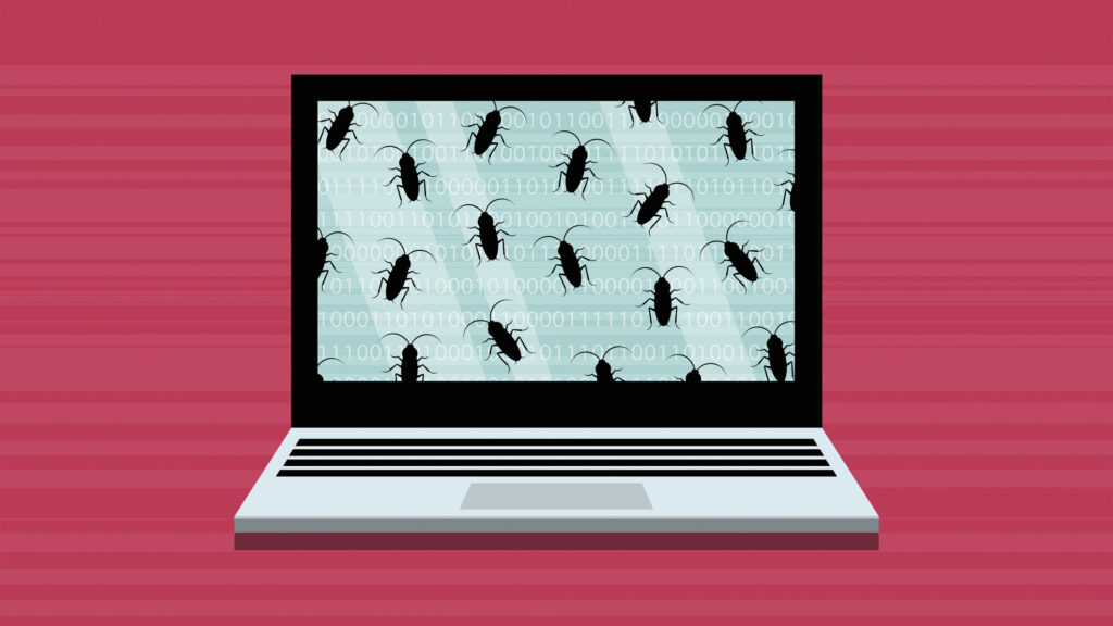 A laptop computer with bugs in the system
