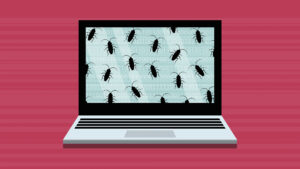 A laptop computer with bugs in the system