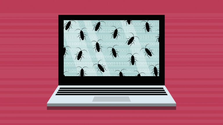 A laptop computer with bugs in the system