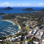 Aerial view of Nelson Bay, Port Stephens, NSW, Australia