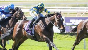 Jokers Grin wins the 2025 Prince Of Wales Stakes for jockey Patrick Carbery