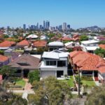 Aerial urban suburban cityscape in Perth