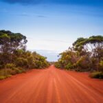 Empty open outback road in Western Australia. Straight single la