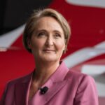Qantas Group chief executive Vanessa Hudson presents the airline